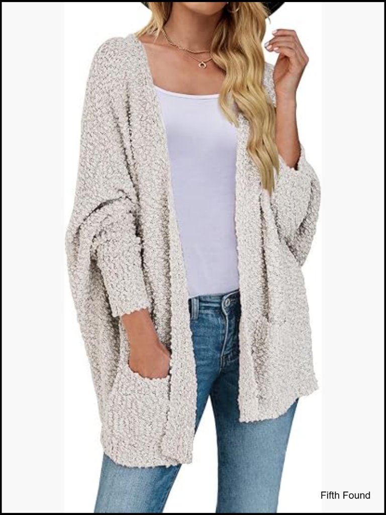 Women's Oversized Sherpa Fuzzy Popcorn Cardigan Coat With Pockets